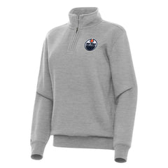 Edmonton Oilers Antigua Women's Victory Quarter-Zip Sweatshirt - Heather Gray | US 202236271