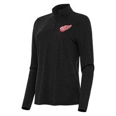 Detroit Red Wings Antigua Women's Bright Quarter-Zip Top - Heather Black | US 202236721