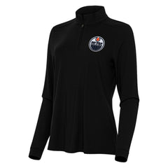 Edmonton Oilers Antigua Women's Intent Quarter-Zip Top - Black | US 202236843