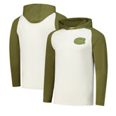 Montreal Canadiens Antigua Intrepid Sand Raglan Long Sleeve Hoodie T-Shirt - Cream/Olive | US 202253445