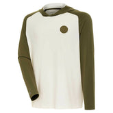 New York Islanders Antigua Intrepid Sand Raglan Long Sleeve Hoodie T-Shirt - Cream/Olive | US 202253448