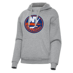 New York Islanders Antigua Women's Victory Pullover Hoodie - Heather Gray | US 202253486
