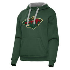Minnesota Wild Antigua Women's Victory Pullover Hoodie - Hunter Green | US 202253491