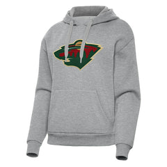 Minnesota Wild Antigua Women's Victory Pullover Hoodie - Heather Gray | US 202253496