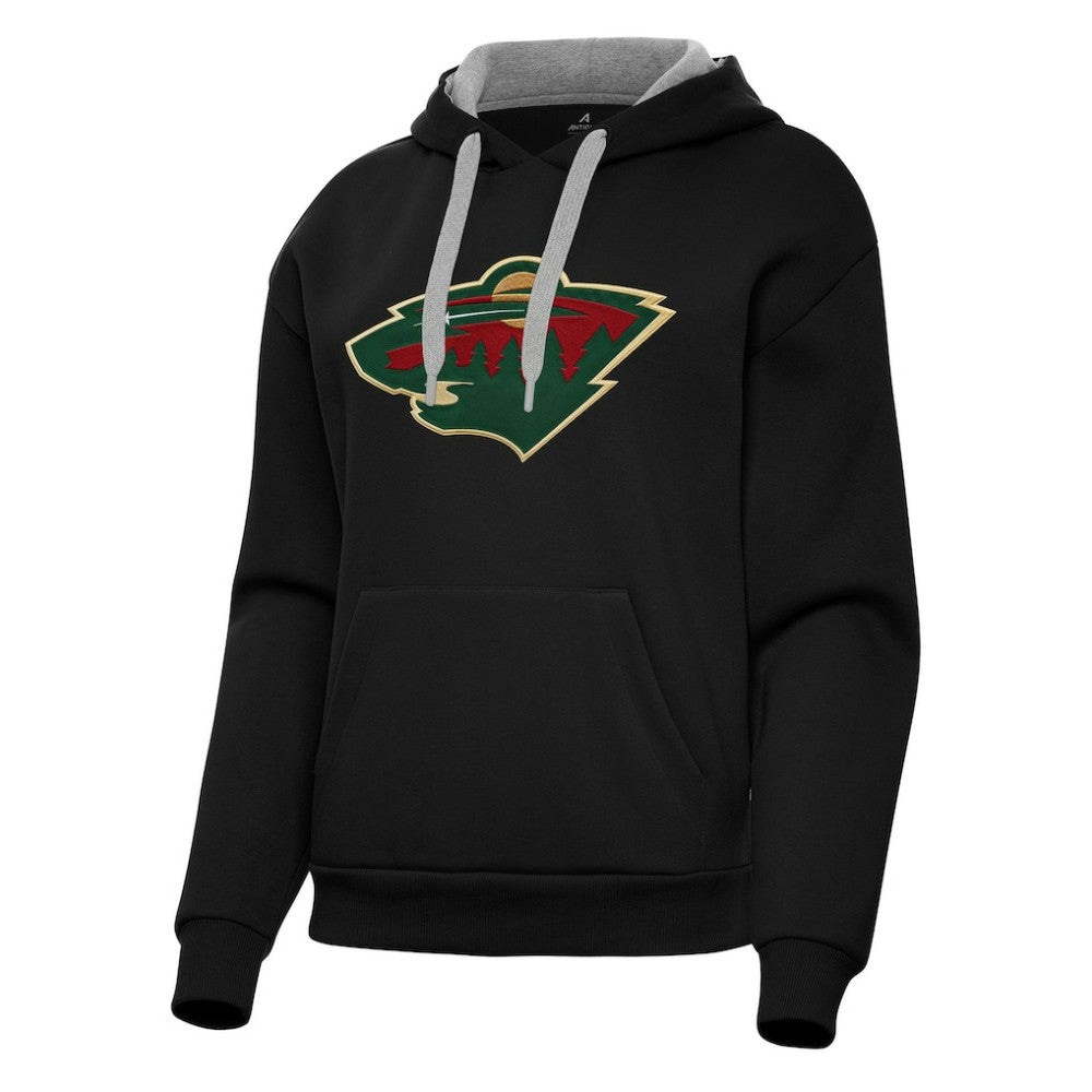 Minnesota Wild Antigua Women's Victory Pullover Hoodie - Black | US 202253501