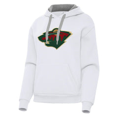 Minnesota Wild Antigua Women's Victory Pullover Hoodie - White | US 202253503