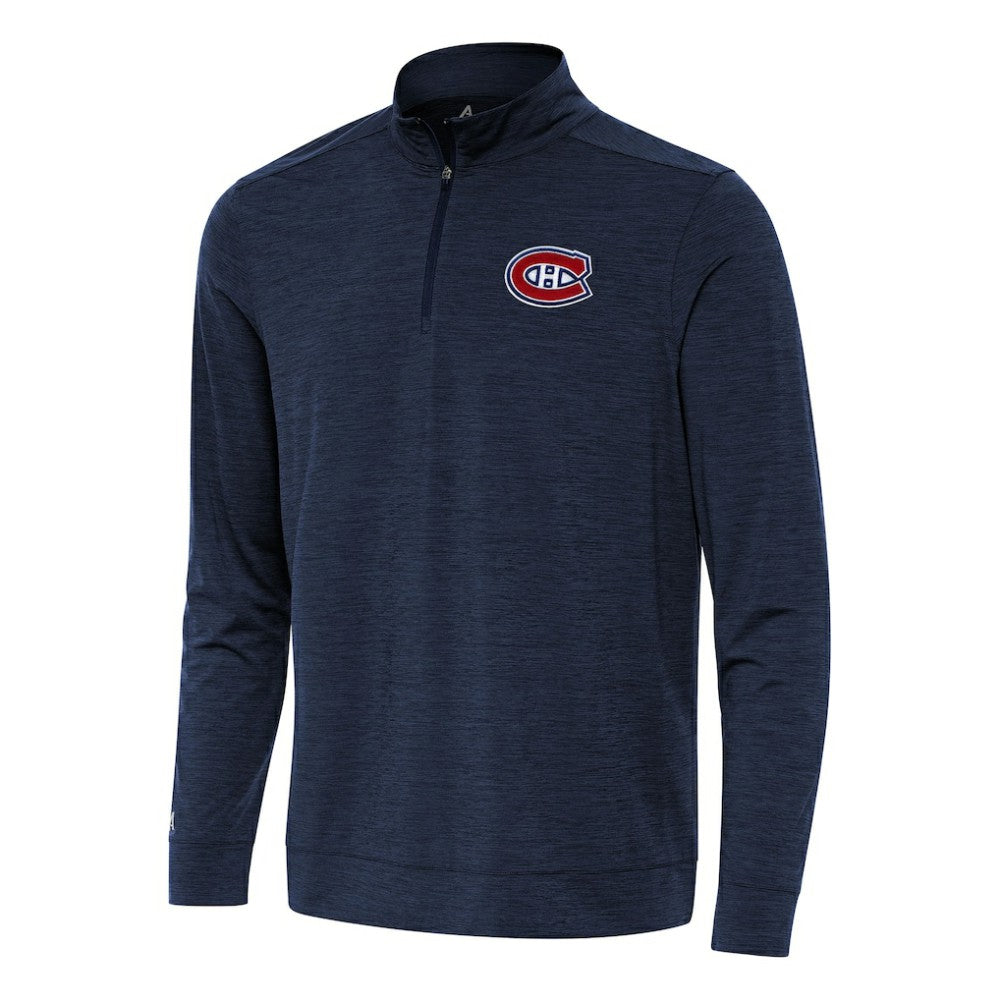 Montreal Canadiens Antigua Bright Quarter-Zip Top - Heather Navy | US 202253710