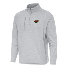 Minnesota Wild Antigua Certain Quarter-Zip Tri-Blend Sweatshirt - Heather Gray | US 202254029
