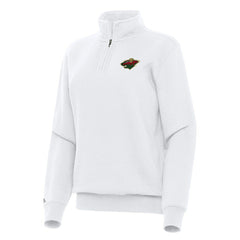Minnesota Wild Antigua Women's Victory Quarter-Zip Sweatshirt - White | US 202254133