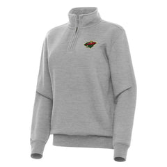 Minnesota Wild Antigua Women's Victory Quarter-Zip Sweatshirt - Heather Gray | US 202254135