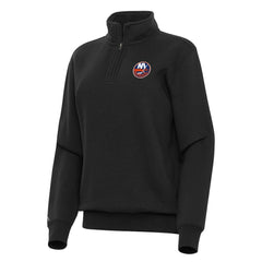 New York Islanders Antigua Women's Victory Quarter-Zip Sweatshirt - Black | US 202254148