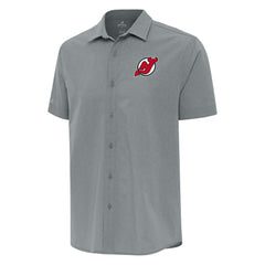 New Jersey Devils Antigua Activate Woven Short Sleeve Button-Up Shirt - Gray | US 202254178