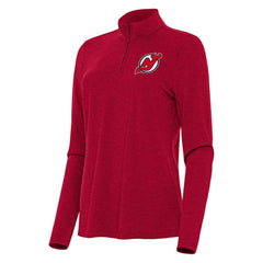 New Jersey Devils Antigua Women's Bright Quarter-Zip Top - Heather Red | US 202254626
