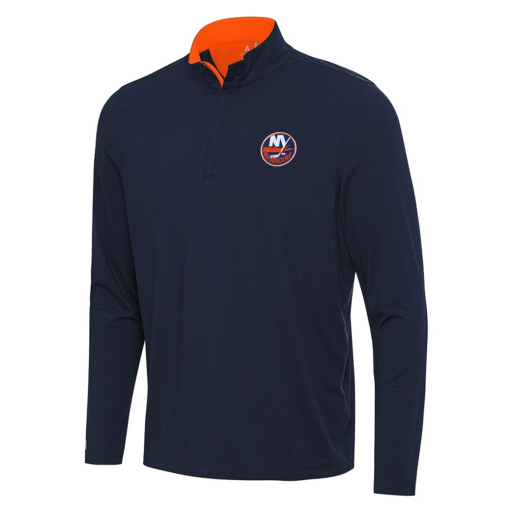 New York Islanders Antigua Content Quarter-Zip Pullover Top - Navy/Orange | US 202254832