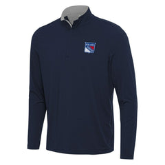 New York Rangers Antigua Content Quarter-Zip Pullover Top - Navy/Gray | US 202254833