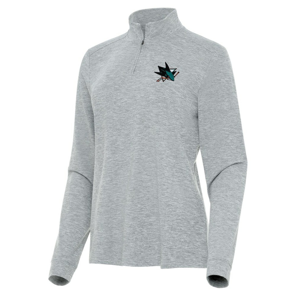 San Jose Sharks Antigua Women's Mentor Quarter-Zip Mock Long Sleeve Top - Heather Gray | US 202257217
