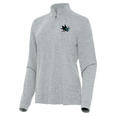 San Jose Sharks Antigua Women's Mentor Quarter-Zip Mock Long Sleeve Top - Heather Gray | US 202257217
