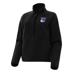 New York Rangers Antigua Women's Figure Half-Zip Pullover Sweatshirt - Black | US 202257473
