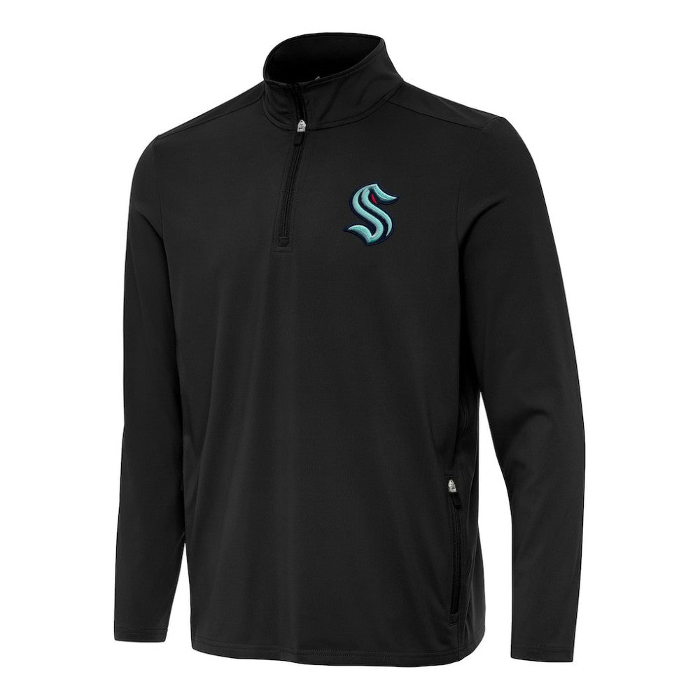 Seattle Kraken Antigua Perilous Quarter-Zip Sweatshirt - Black | US 202257548