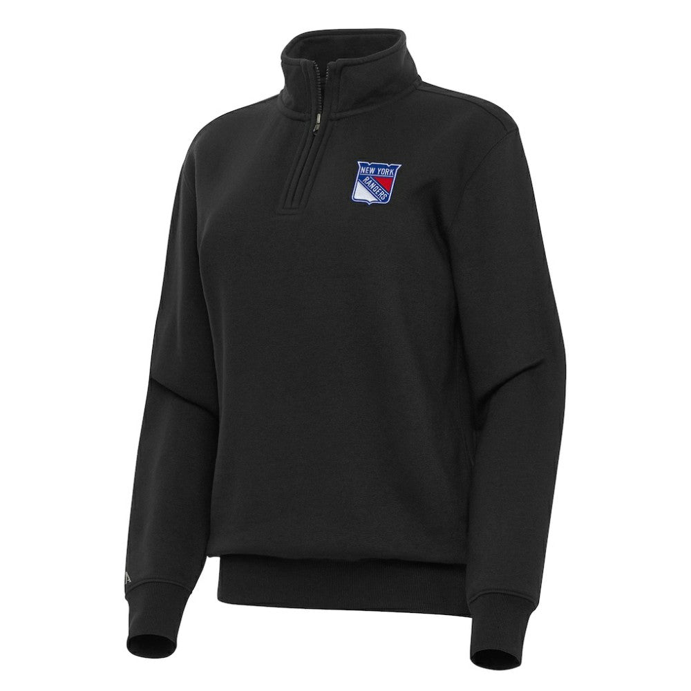 New York Rangers Antigua Women's Victory Quarter-Zip Sweatshirt - Black | US 202257599