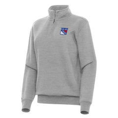 New York Rangers Antigua Women's Victory Quarter-Zip Sweatshirt - Heather Gray | US 202257600