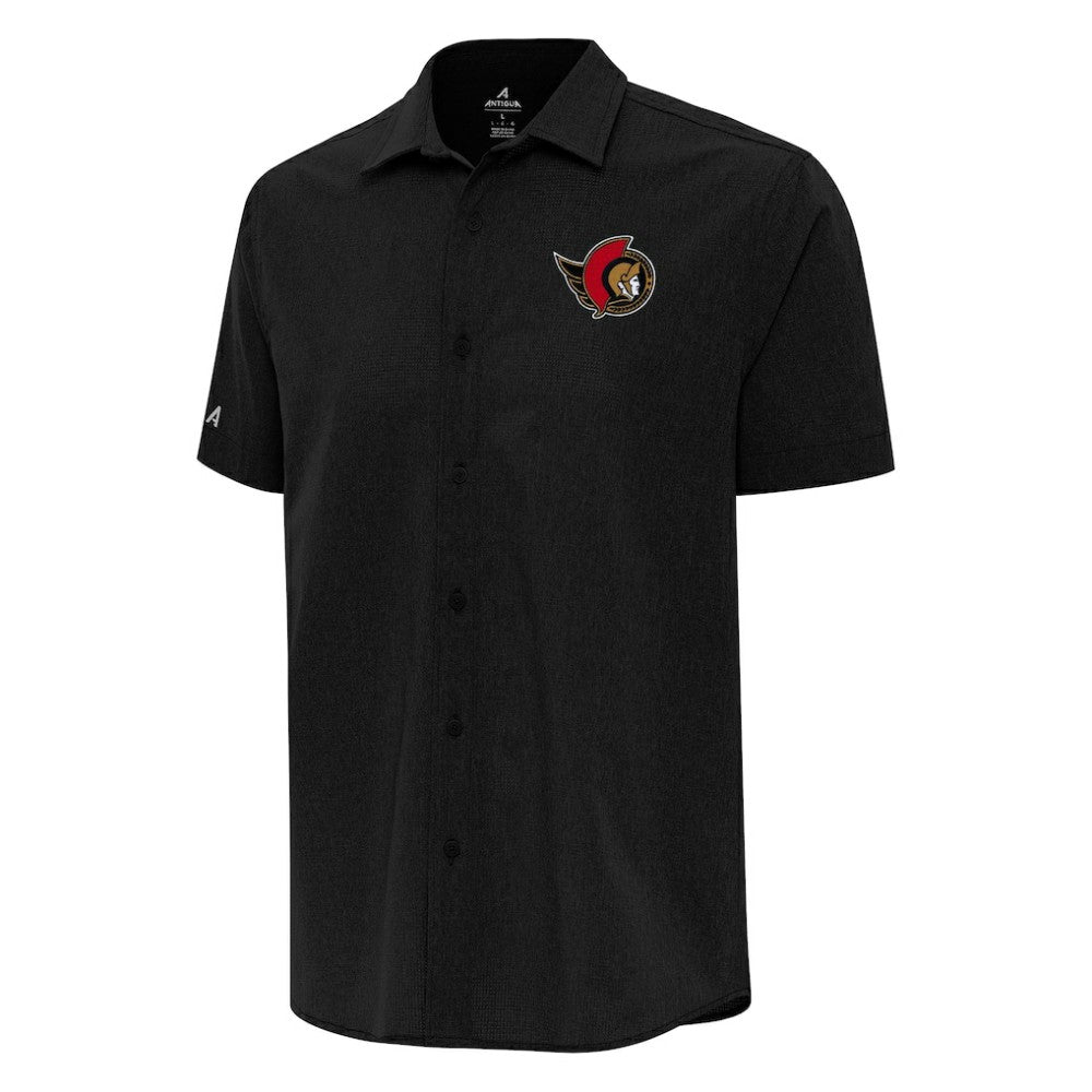 Ottawa Senators Antigua Activate Woven Short Sleeve Button-Up Shirt - Black | US 202257634