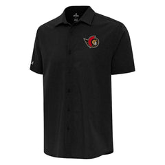 Ottawa Senators Antigua Activate Woven Short Sleeve Button-Up Shirt - Black | US 202257634