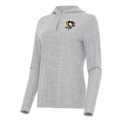 Pittsburgh Penguins Antigua Women's Daybreak Quarter-Zip Hoodie - Heather Gray | US 202258052