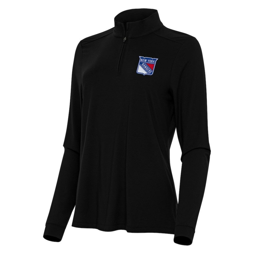 New York Rangers Antigua Women's Intent Quarter-Zip Top - Black | US 202258193