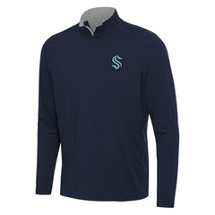 Seattle Kraken Antigua Content Quarter-Zip Pullover Top - Deep Sea Blue/Gray | US 202258295