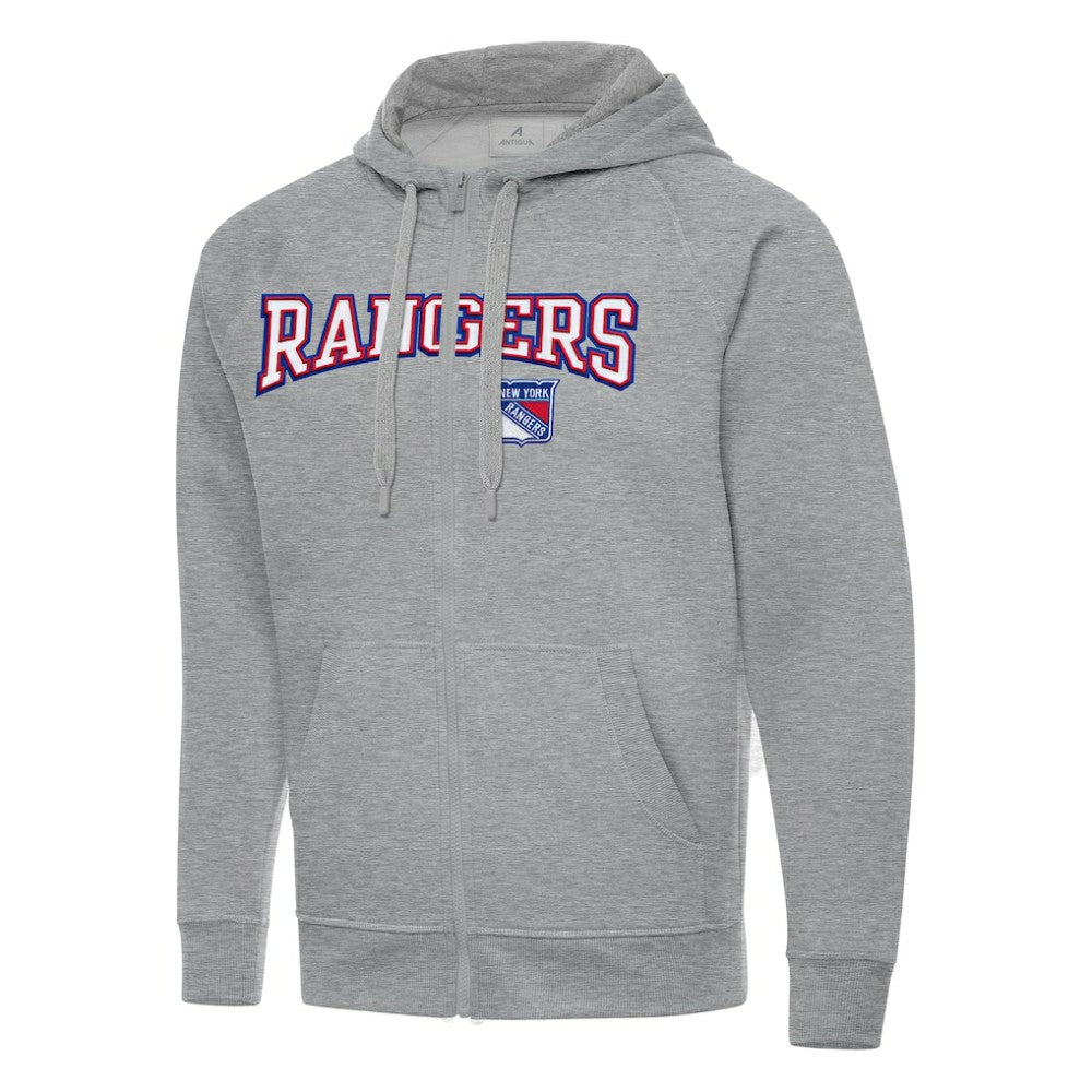 New York Rangers Antigua Big & Tall Victory Full-Zip Hoodie - Heather Gray | US 202258596