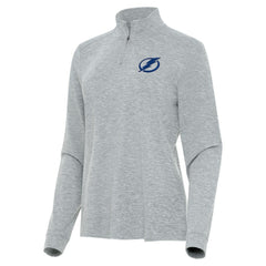 Tampa Bay Lightning Antigua Women's Mentor Quarter-Zip Mock Long Sleeve Top - Heather Gray | US 202259178