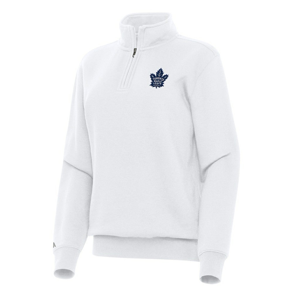 Toronto Maple Leafs Antigua Women's Victory Quarter-Zip Sweatshirt - White | US 202259543