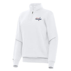 Washington Capitals Antigua Women's Victory Quarter-Zip Sweatshirt - White | US 202259548
