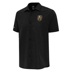 Vegas Golden Knights Antigua Activate Woven Short Sleeve Button-Up Shirt - Black | US 202259584