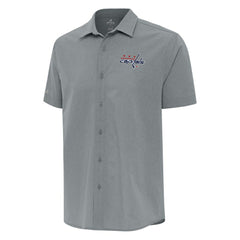 Washington Capitals Antigua Activate Woven Short Sleeve Button-Up Shirt - Gray | US 202259589