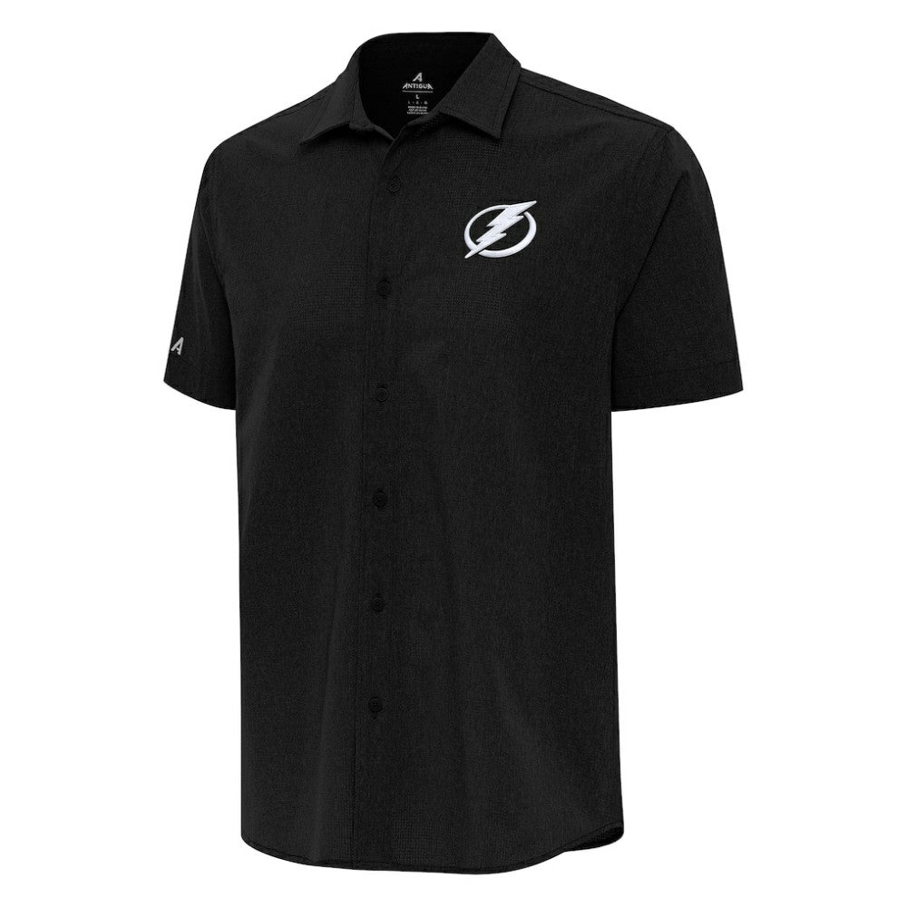 Tampa Bay Lightning Antigua Activate Woven Short Sleeve Button-Up Shirt - Black | US 202259595