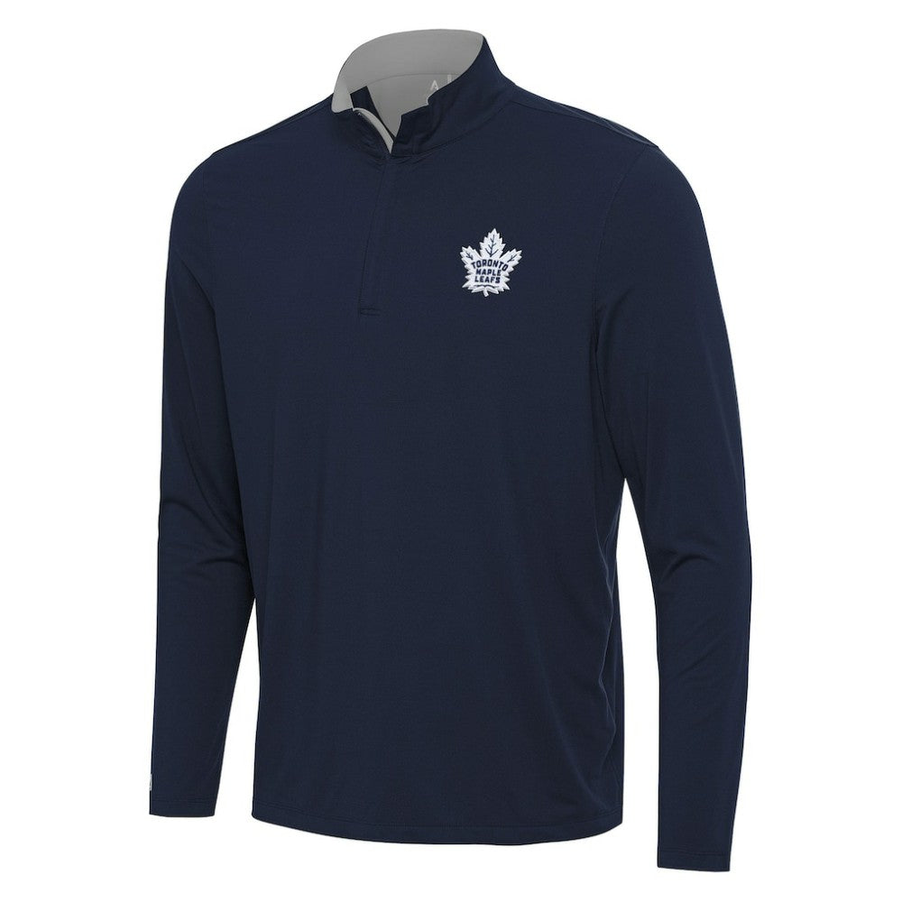 Toronto Maple Leafs Antigua Content Quarter-Zip Pullover Top - Navy/Gray | US 202260223