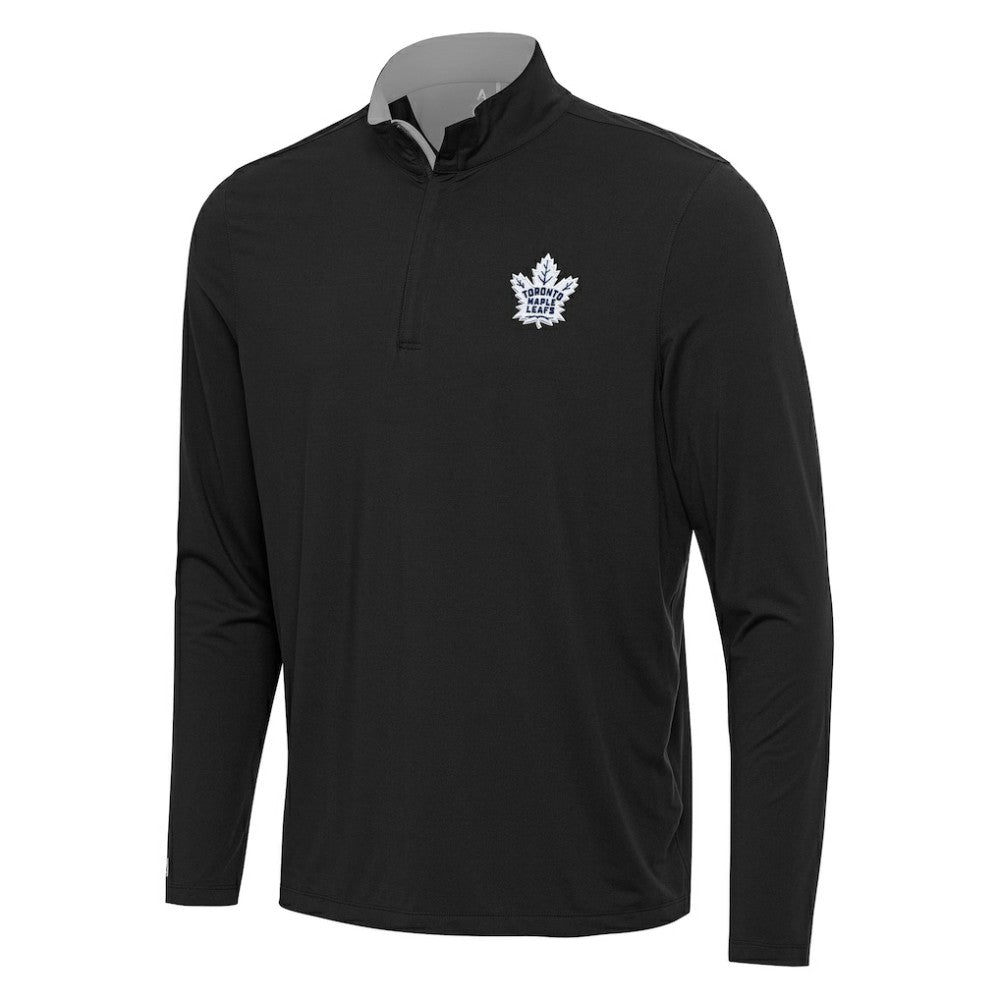 Toronto Maple Leafs Antigua Content Quarter-Zip Pullover Top - Black/Gray | US 202260224