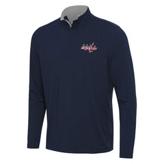 Washington Capitals Antigua Content Quarter-Zip Pullover Top - Navy/Gray | US 202260226