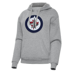 Winnipeg Jets Antigua Women's Victory Pullover Hoodie - Heather Gray | US 202260596
