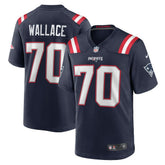 Caedan Wallace New England Patriots Game Jersey - Navy Jerseys