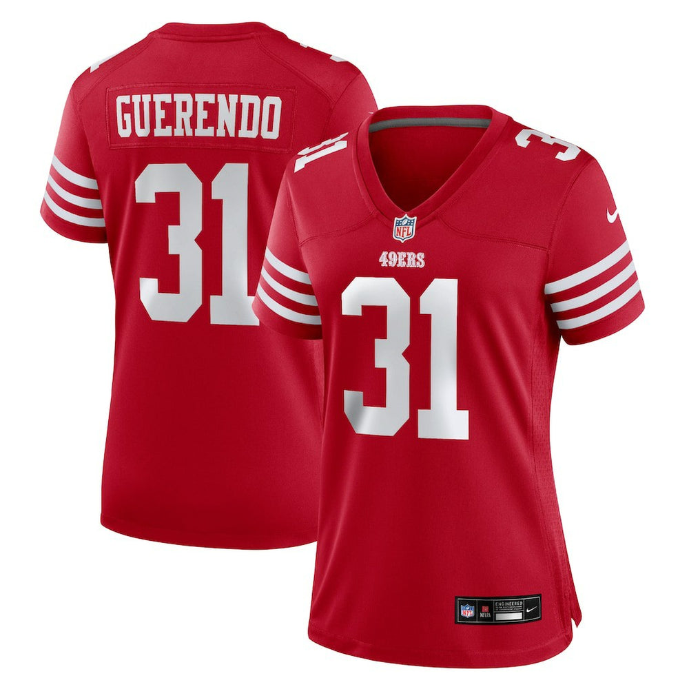 Isaac Guerendo San Francisco 49ers Women's Team Game Jersey - Scarlet Jerseys