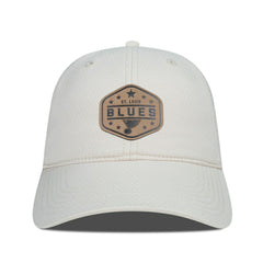 St. Louis Blues Men's Levelwear Faux Leather Patch Unstructured Adjustable Hat - Cream | US 202262256