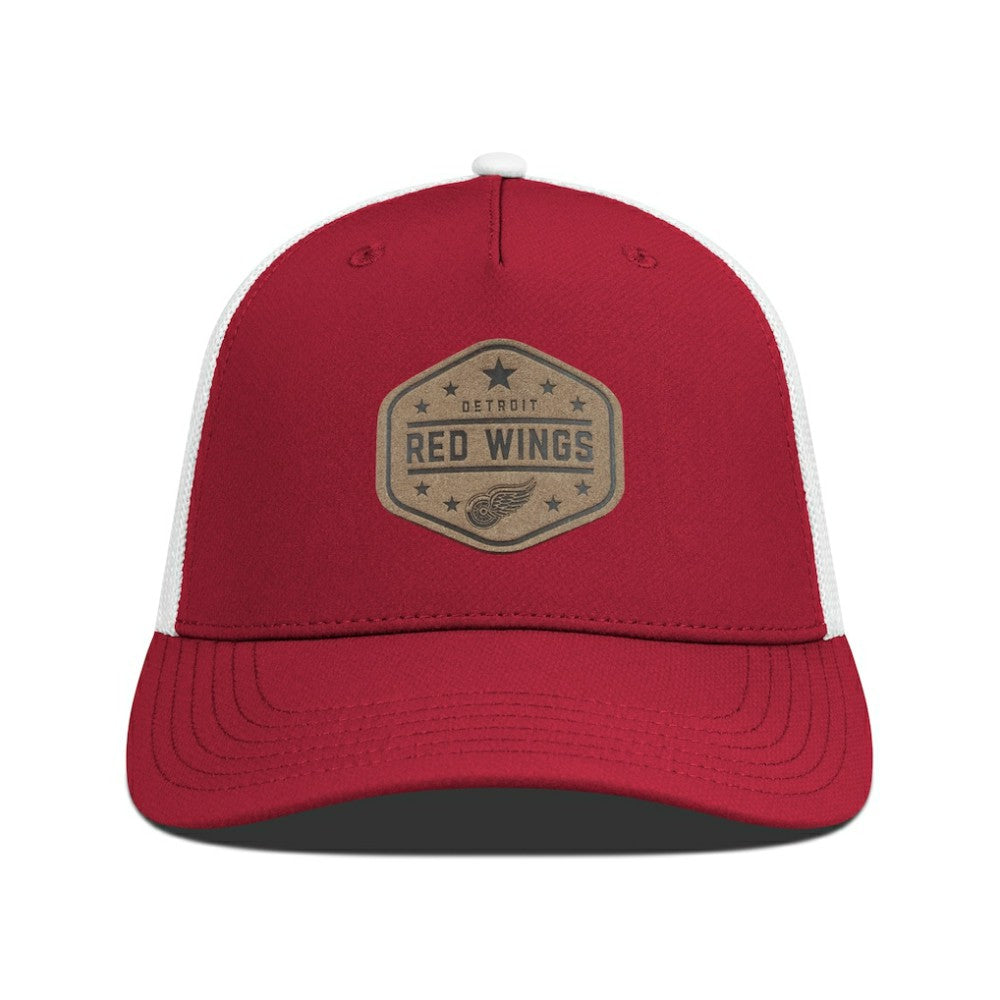 Detroit Red Wings Men's Levelwear Faux Leather Patch Structured Adjustable Hat - Red | US 202262279