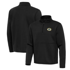 Green Bay Packers Antigua Twist Quarter-Zip Pullover Jacket - Black Pullover