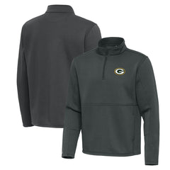 Green Bay Packers Antigua Twist Quarter-Zip Pullover Jacket - Pewter Pullover
