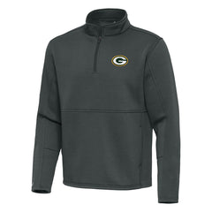 Green Bay Packers Antigua Twist Quarter-Zip Pullover Jacket - Pewter Pullover