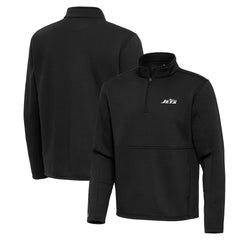 New York Jets Antigua Twist Quarter-Zip Pullover Jacket - Black Pullover