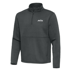 New York Jets Antigua Twist Quarter-Zip Pullover Jacket - Pewter Pullover